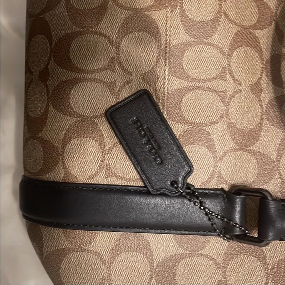 Coach Tan and Black Duffel Bag